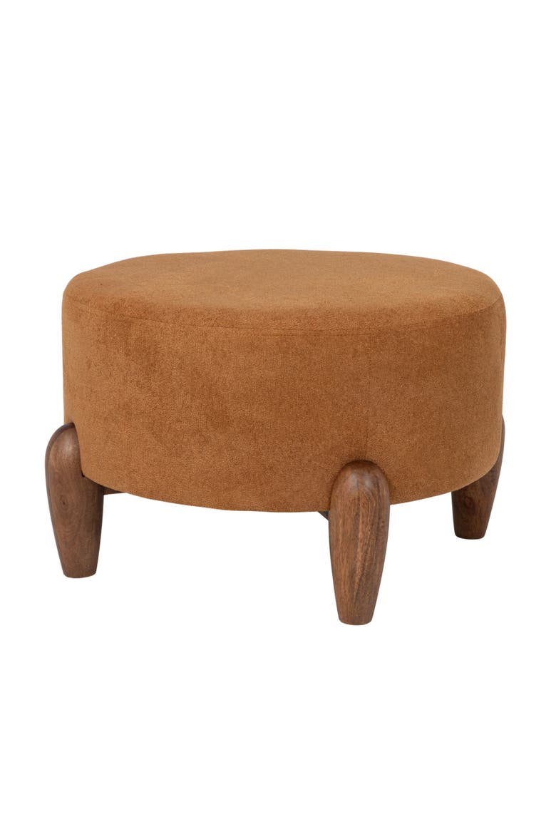 Upholstered Ottoman with Tapered Legs, Main, color, Orange