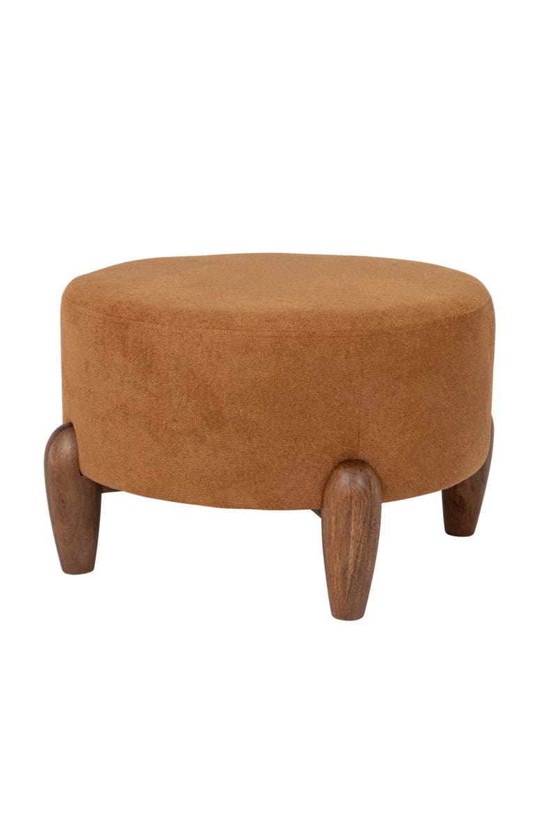 Olive Grove Upholstered Ottoman with Tapered Legs, Main, color, Orange