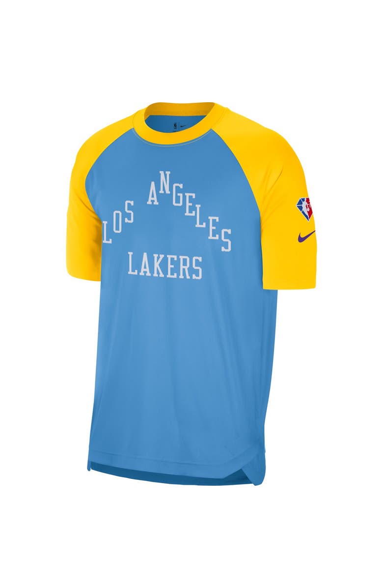 Nike Men's Nike Blue/Gold Los Angeles Lakers 2021/22 City Edition Pregame Warmup Shooting T-Shirt, Alternate, color, 