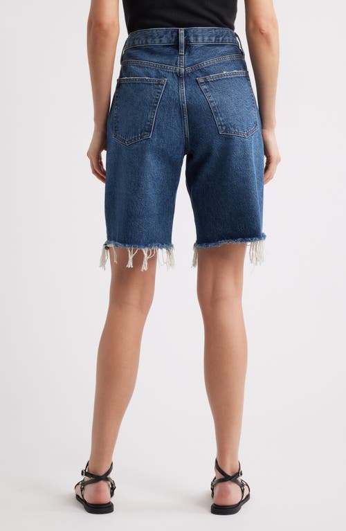 Frame The Leisure Raw Hem Denim Shorts In Purple
