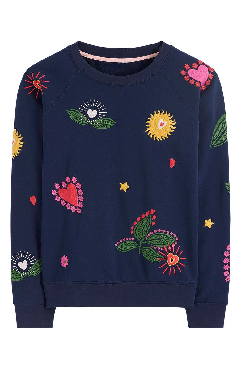 Boden Rosa Embroidered Sweatshirt, Alternate, color, Navy Multi Embroidery