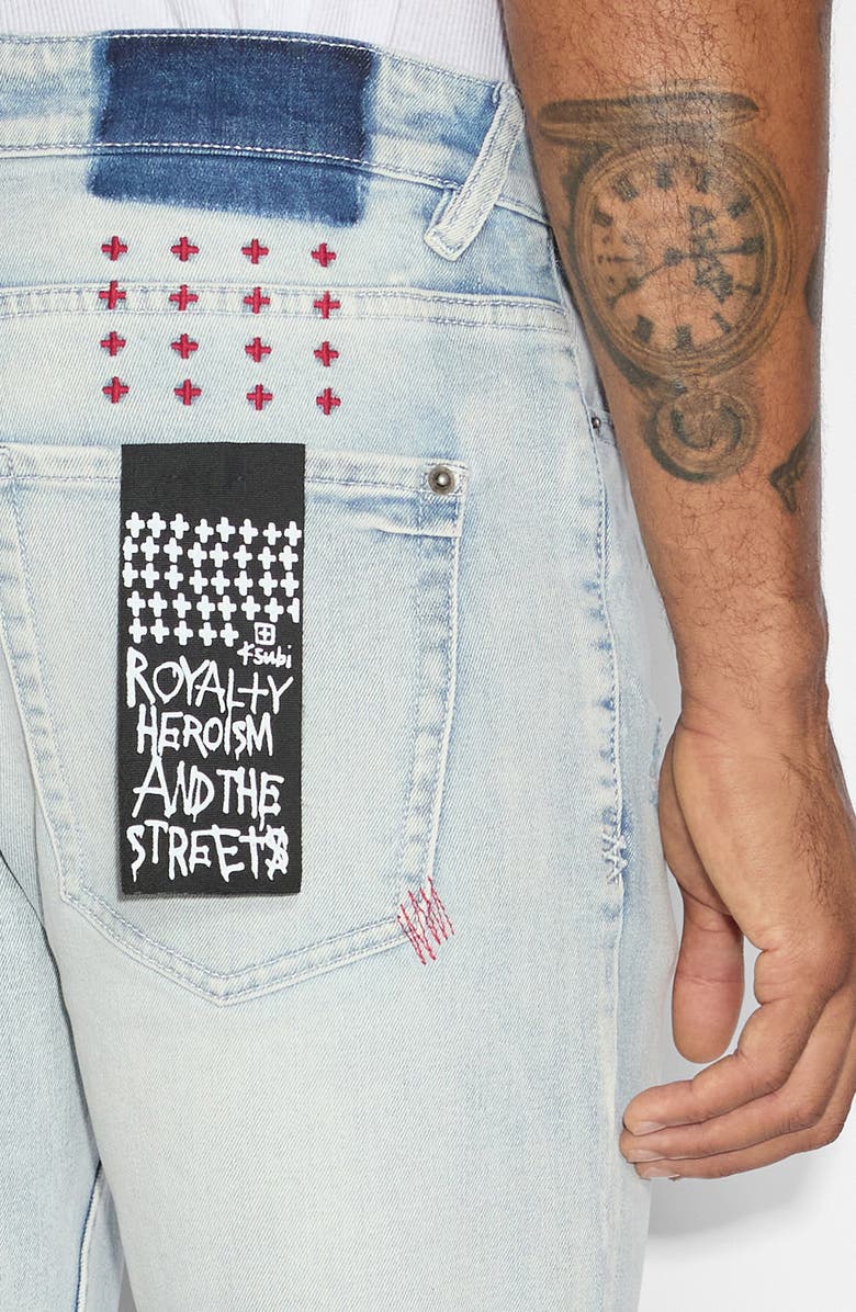 Ksubi Van Winkle Blue Ice Ripper Skinny Jeans, Alternate, color,