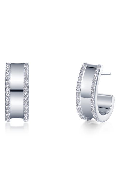 Lafonn Simulated Diamond Huggie Hoop Earrings in White/Silver 