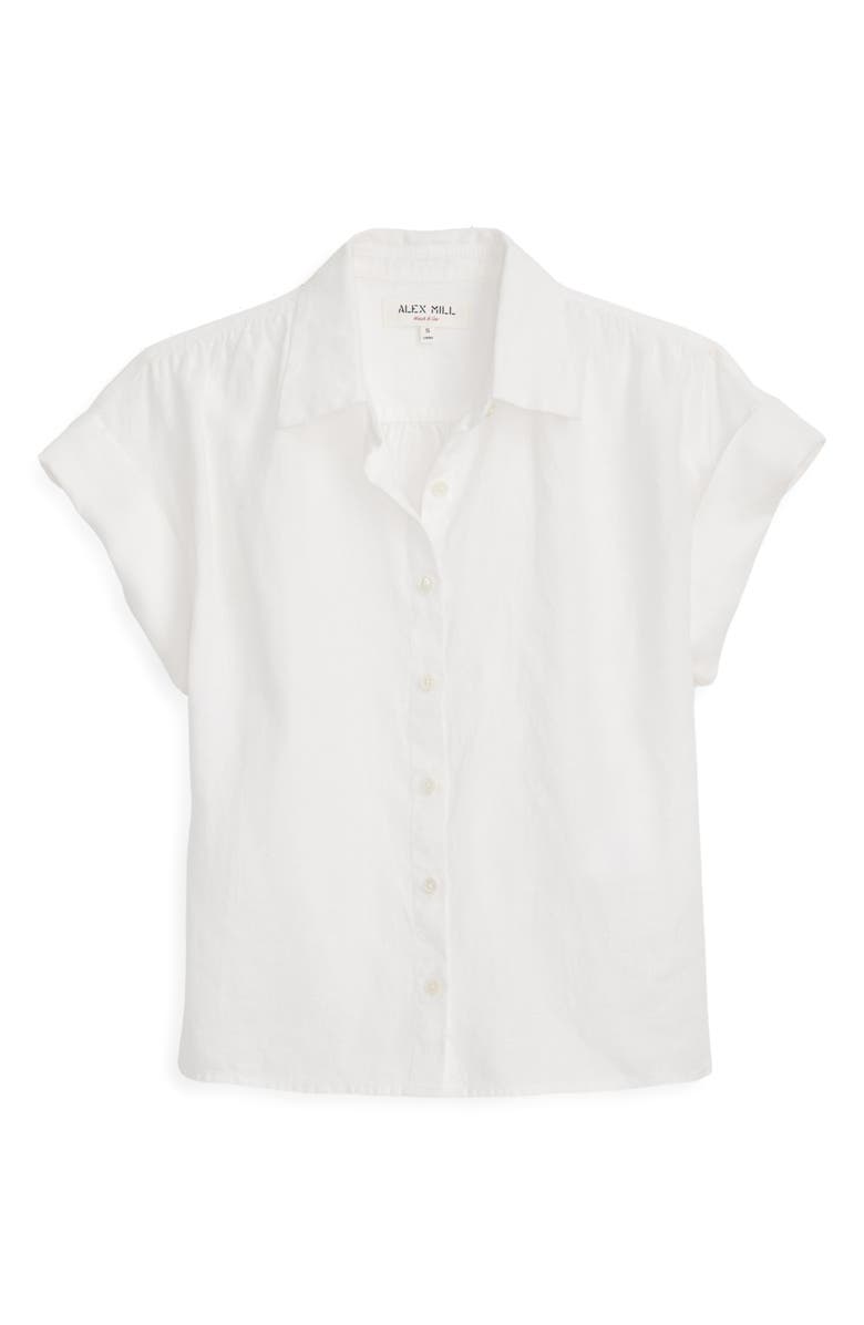 Alex Mill Maddie Linen Short Sleeve Button-Up Shirt, Alternate, color, Ivory
