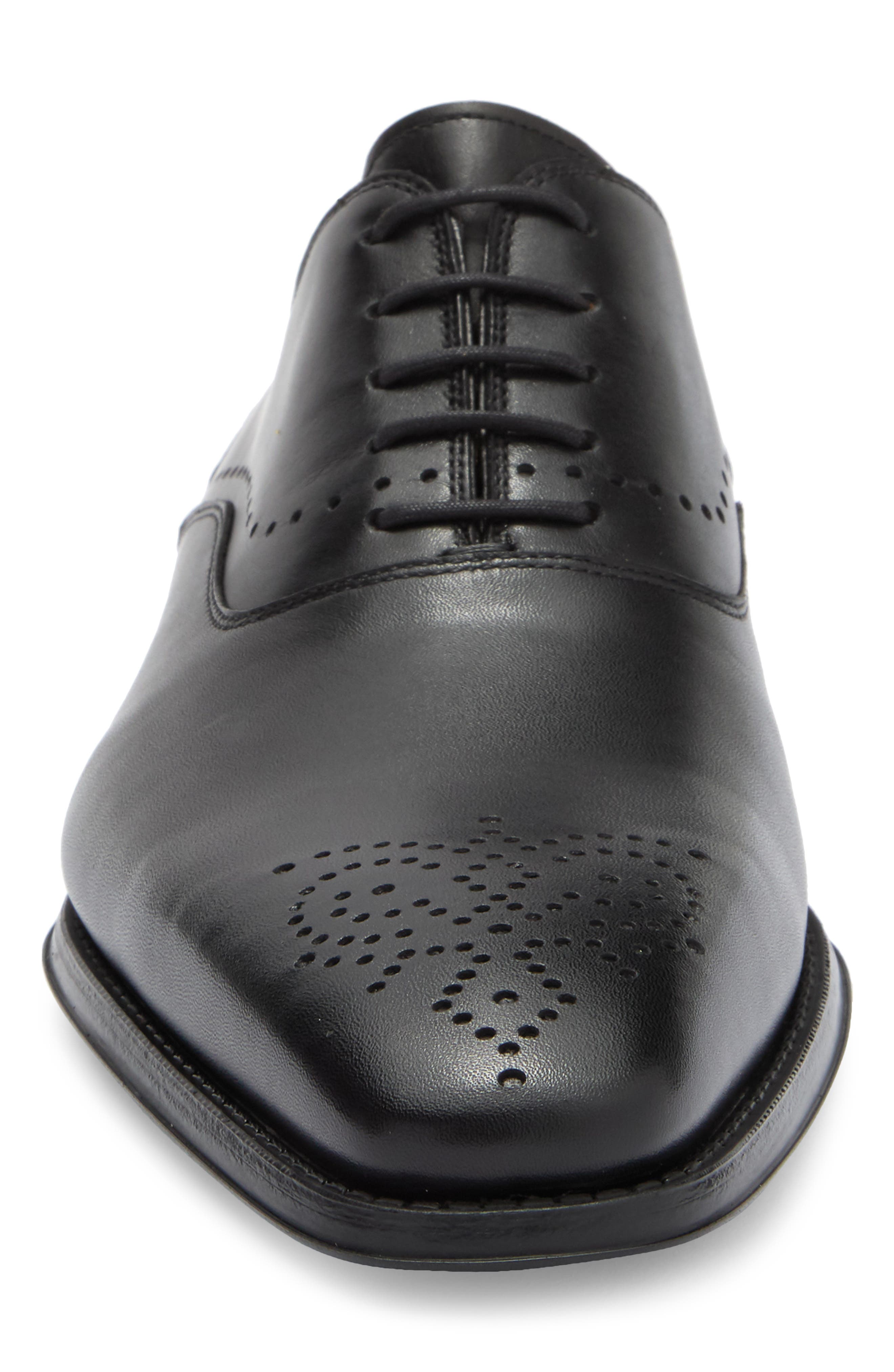 Magnanni Henio Perforated Oxford, Alternate, color, Black