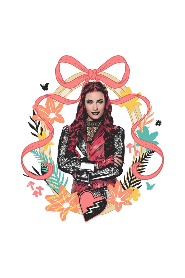 Boy's Descendants Wicked Wonderland Red Bow Portrait  Graphic T-Shirt, Alternate, color, White