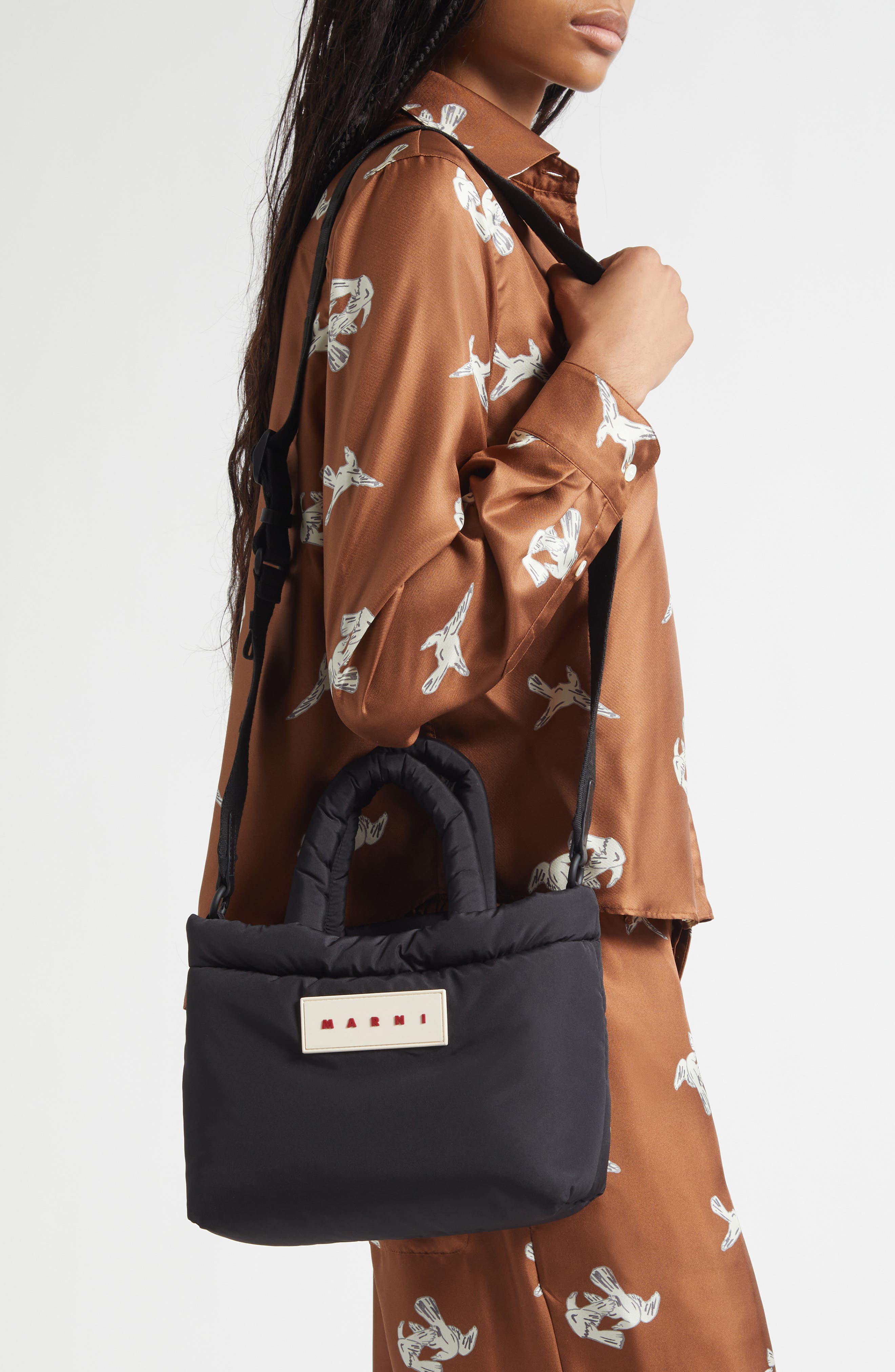 Marni East/West Puffer Tote, Alternate, color, 00N99 Black