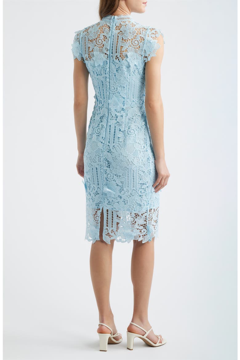 Floral Appliqué Lace Sheath Dress, Alternate, color, BLUE
