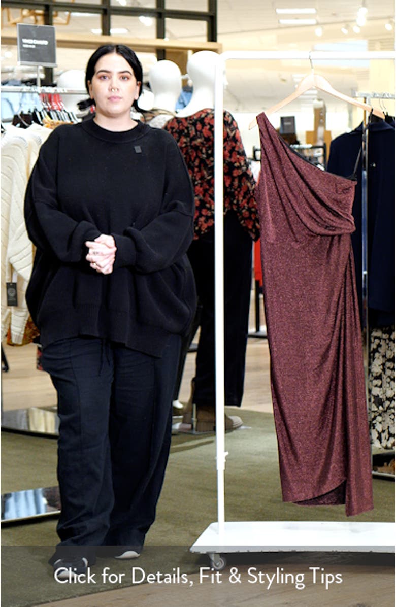 One-Shoulder Glitter Knit Cocktail Dress, sales video thumbnail