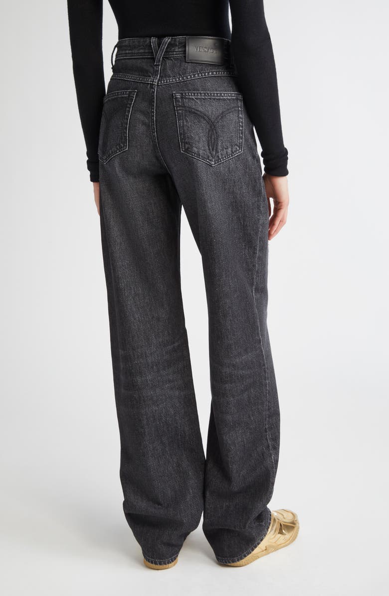 Versace Rip & Repair Straight Leg Jeans, Alternate, color, Black