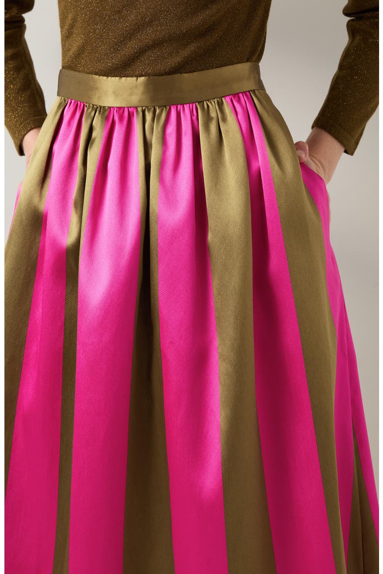 Olsen Stripe Satin Skirt, Alternate, color, GREEN MULTI