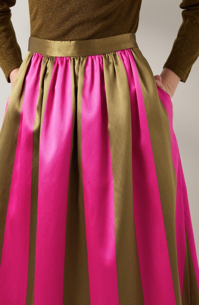 LK Bennett Olsen Stripe Satin Skirt, Alternate, color, Green Multi