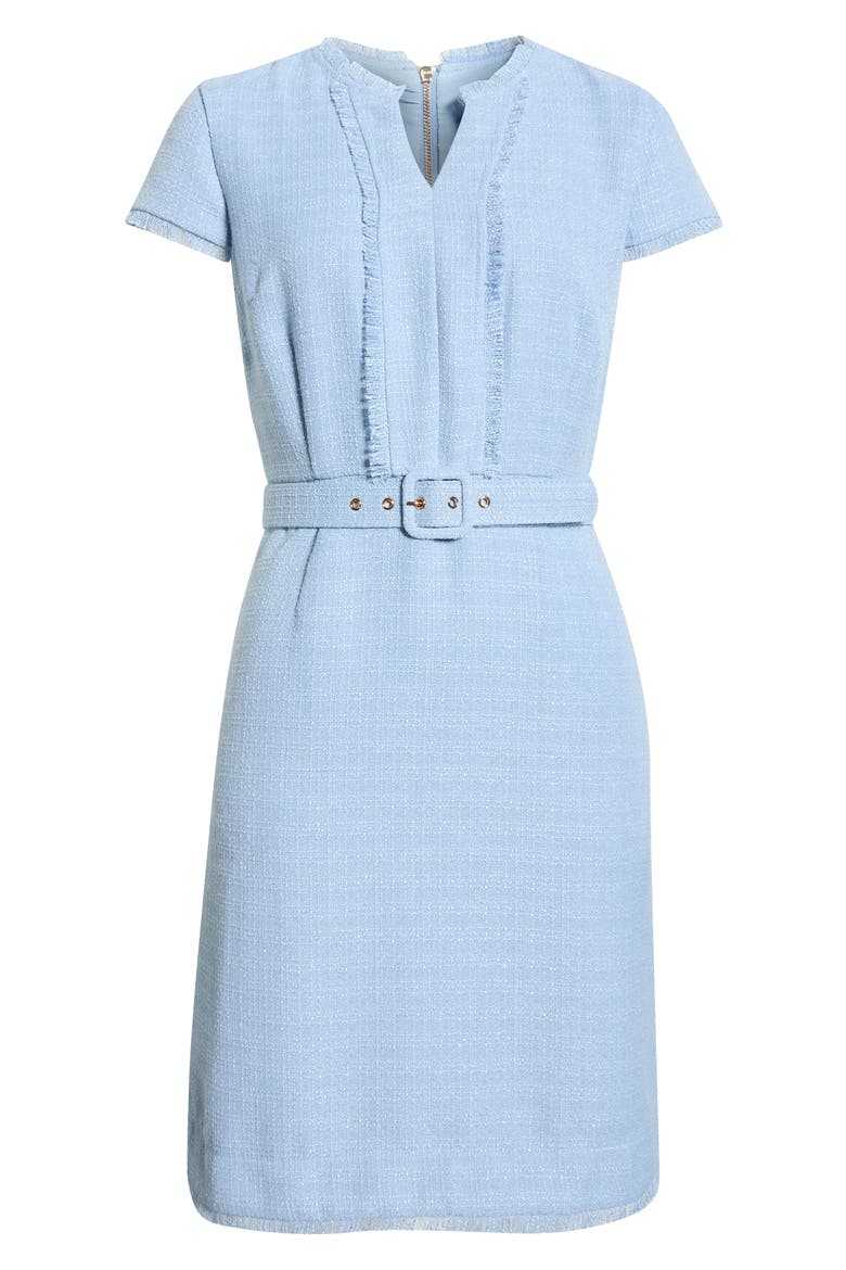 Bouclé Sheath Dress, Alternate, color, SKY BLUE