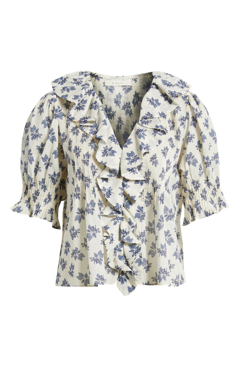 DÔEN Henri Floral Organic Cotton Voile Top, Alternate, color, Cream Pomegrante Bloom