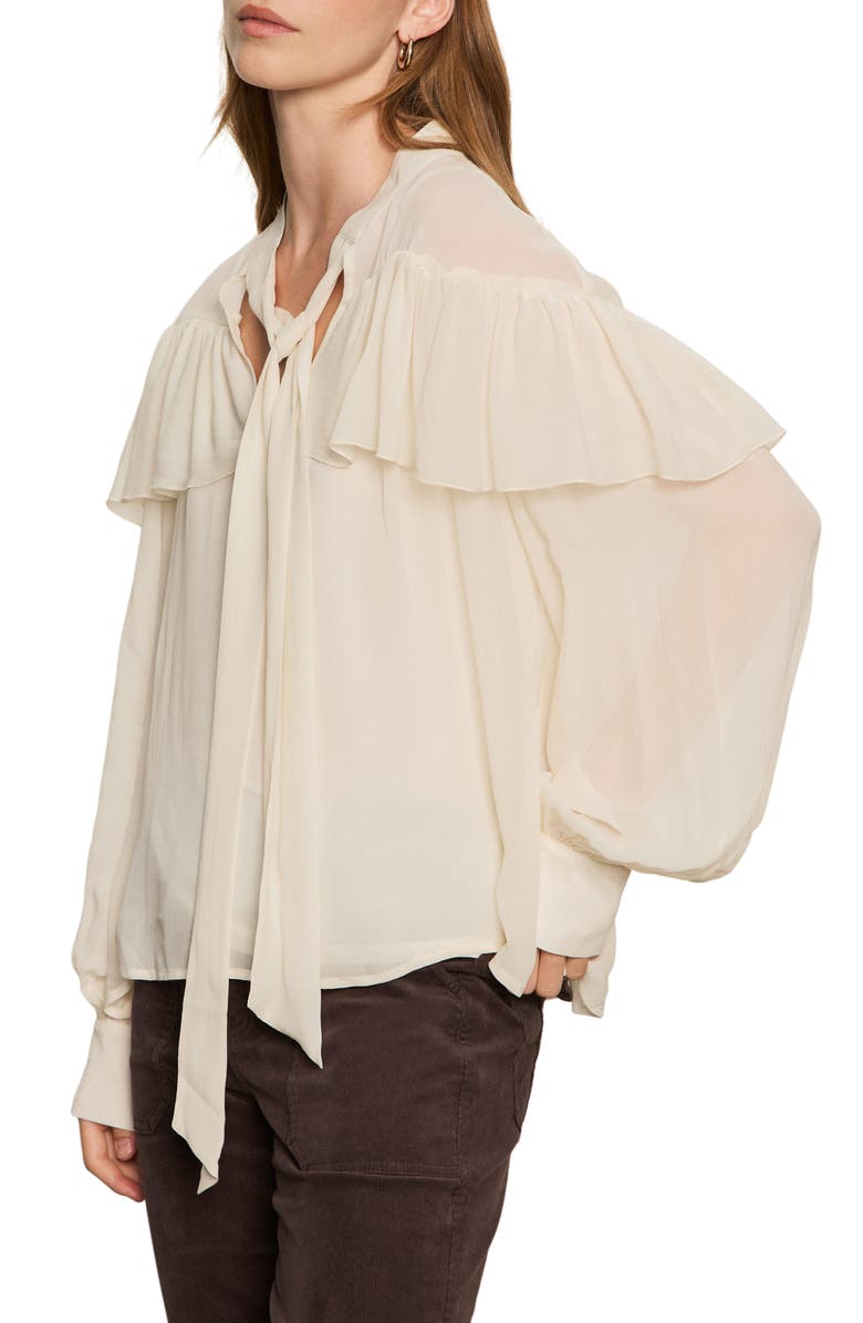 Sanctuary Fade Into You Ruffle Georgette Top, Alternate, color, Vintage Ivory