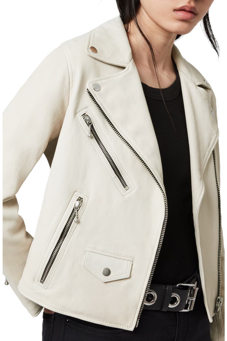Riley Leather Moto Jacket, Alternate, color, WHITE