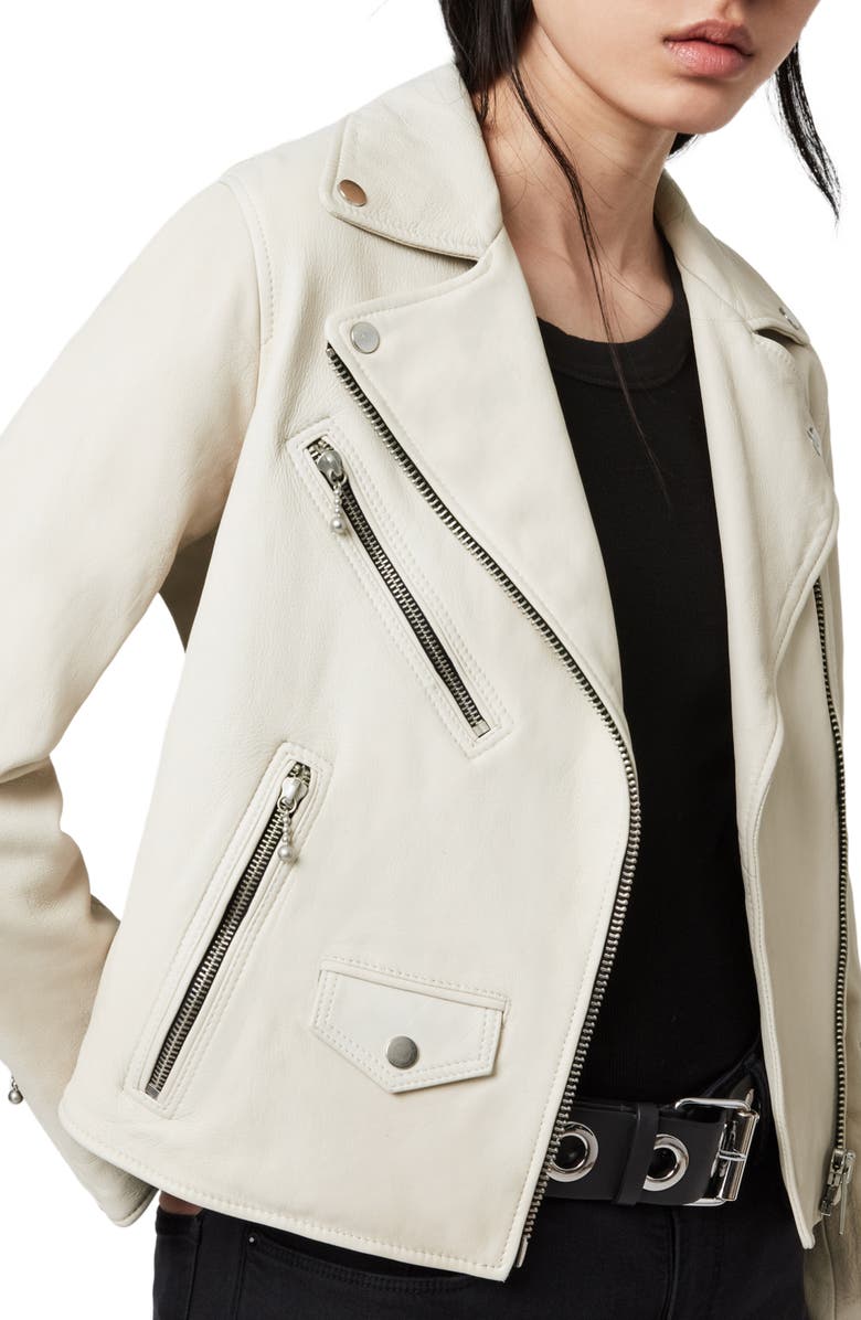 AllSaints Riley Leather Moto Jacket, Alternate, color, 