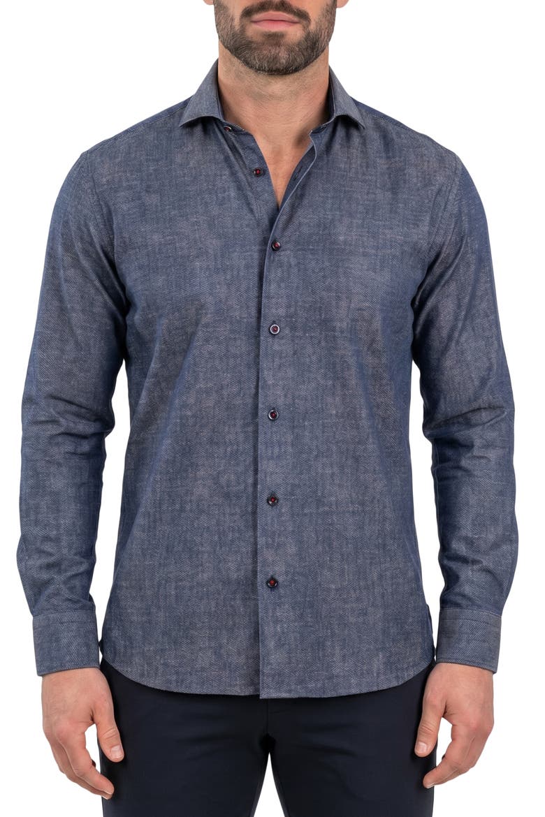 Einstein Stretch Long Sleeve Dress Shirt, Main, color, BLACK