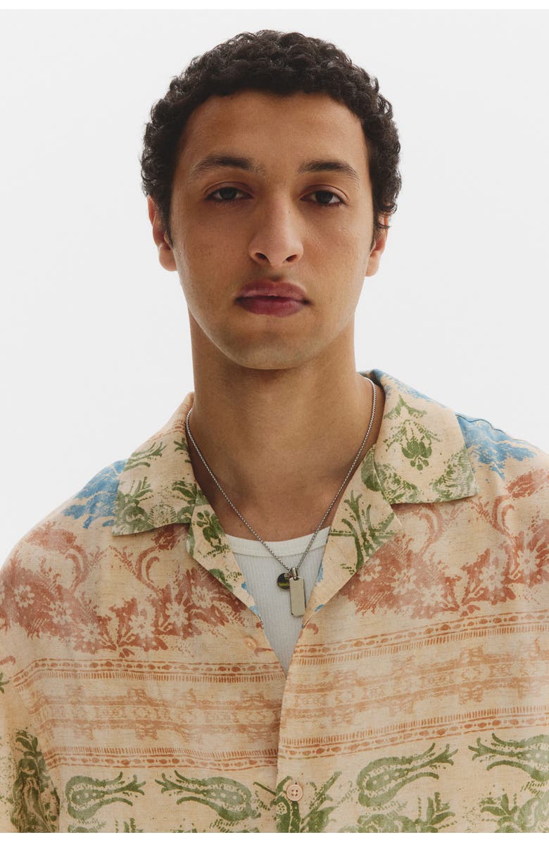 H&M Regular Fit Patterned Resort Shirt, Alternate, color, Dusty Beige/Floral