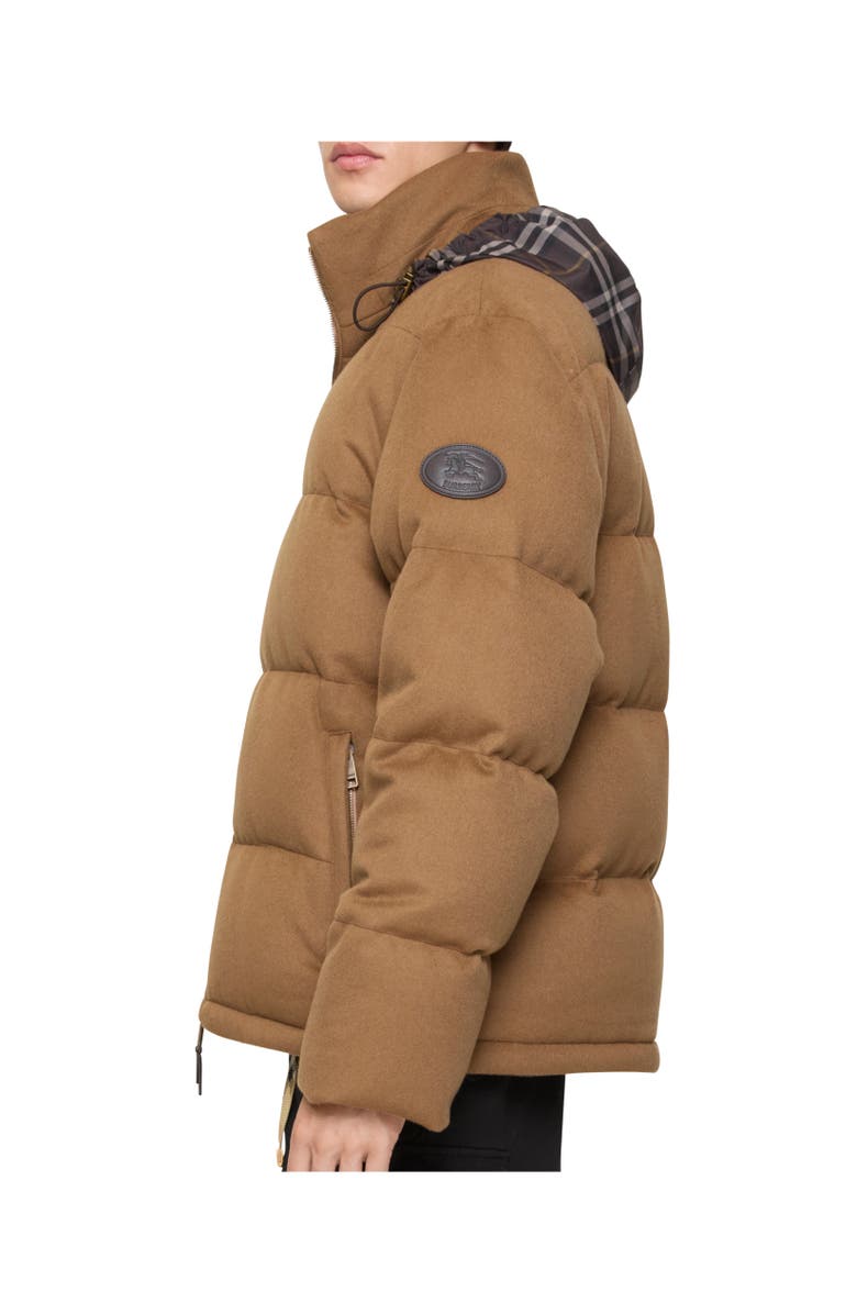 Burberry Cashmere Snowdon Puffer Jacket, Alternate, color, Camel