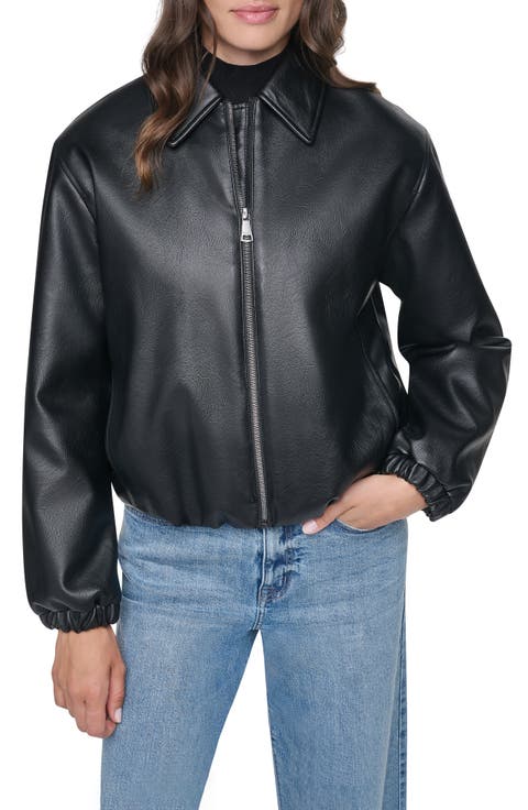 Faux Leather Bomber Jacket