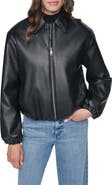 DKNY Faux Leather Bomber Jacket