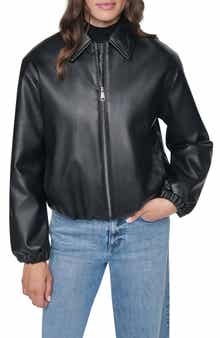 Faux Leather Bomber Jacket