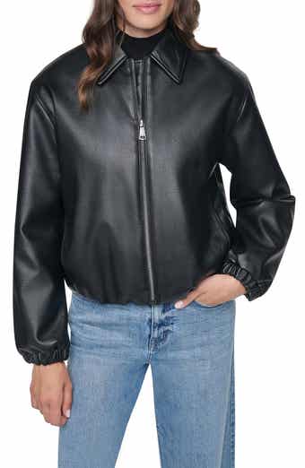 Faux Leather Bomber Jacket