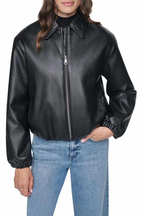Faux Leather Bomber Jacket