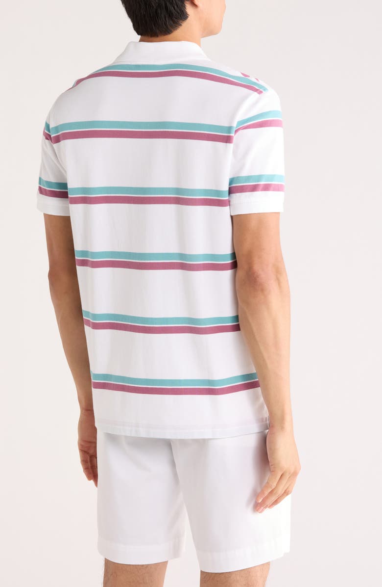Brooks Brothers Stripe Slim Fit Piqué Polo, Alternate, color, White Multi