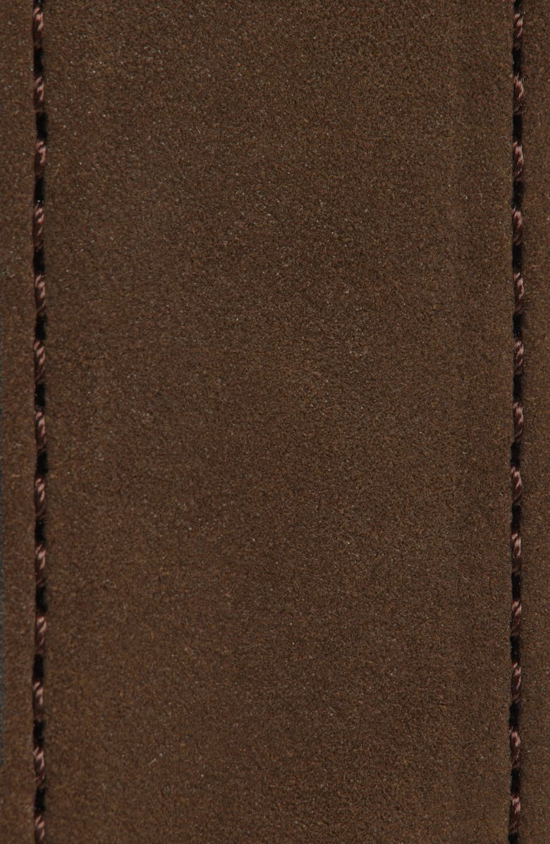 Vince Nubuck Leather Belt, Alternate, color, Dark Roast/ Matte Gunmetal