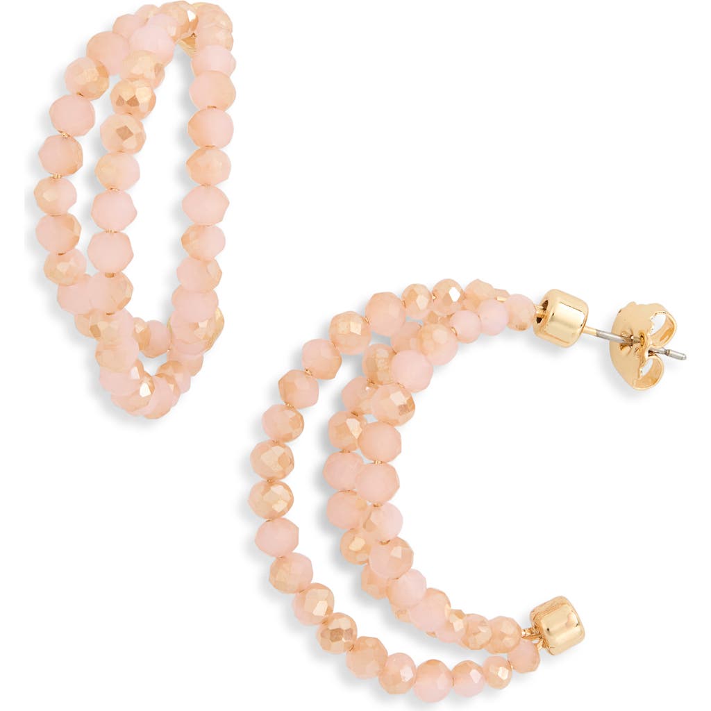 Nordstrom Rack Triple Facet Beaded Hoop Earrings In Blush- Gold