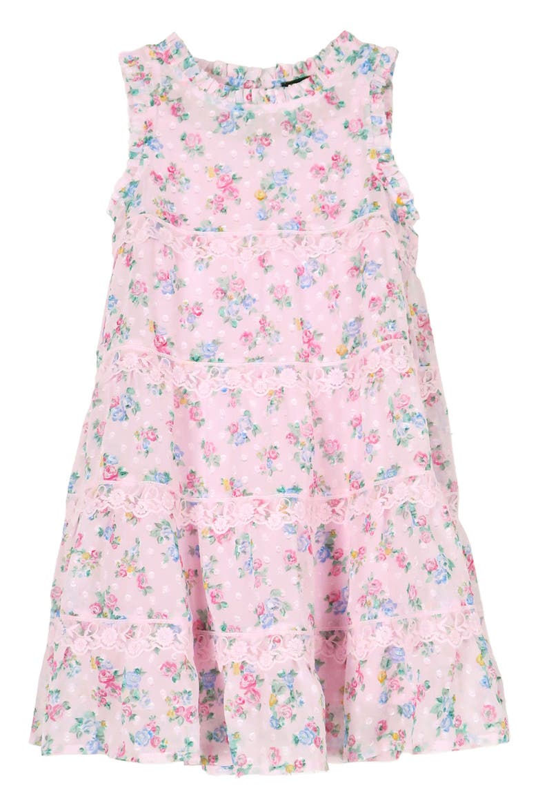 Kids' Floral Tiered Chiffon Dress, Main, color, PINK MULTI