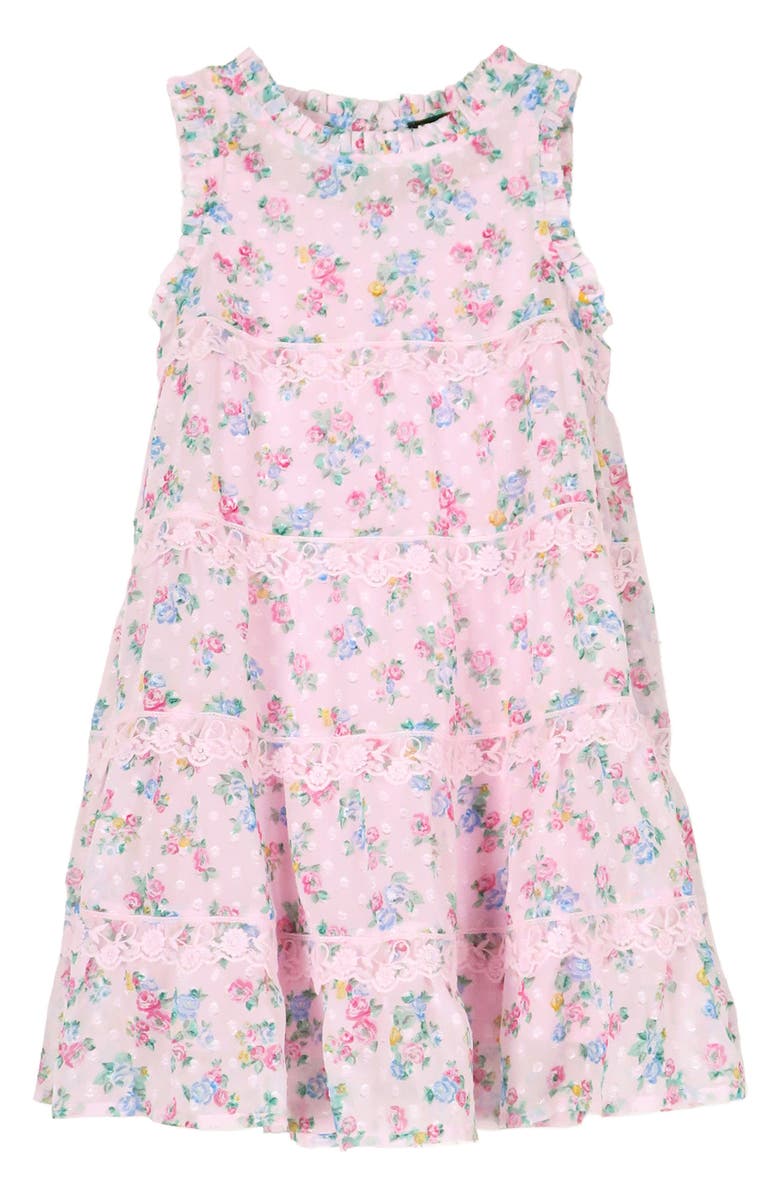 Zunie Kids' Floral Tiered Chiffon Dress, Main, color,