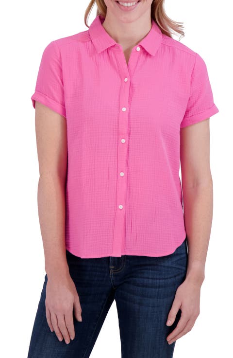 Short Sleeve Cotton Gauze Button-Up Shirt