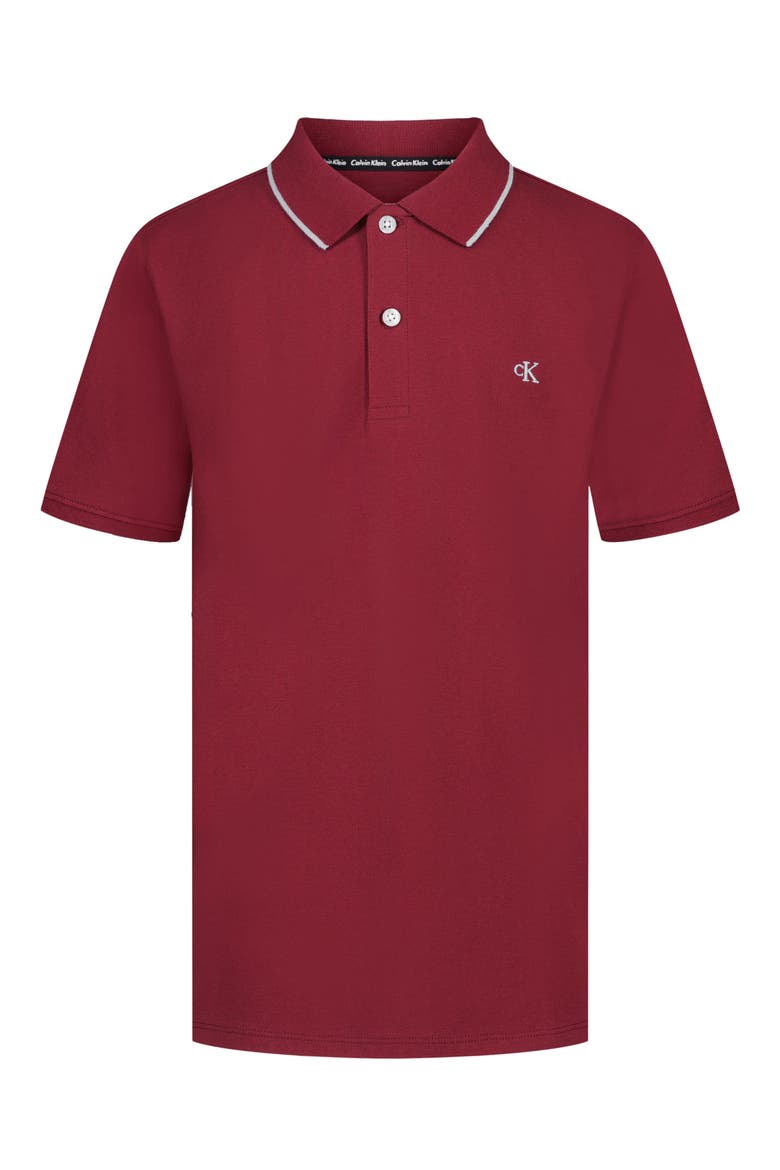 Kids' Tipped Piqu Polo, Main, color, CABERNET