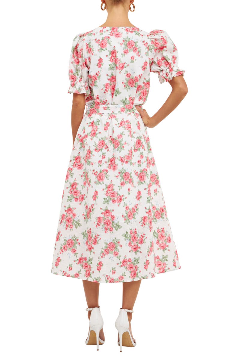 Endless Rose Floral Linen & Cotton Shirtdress, Alternate, color, Ivory