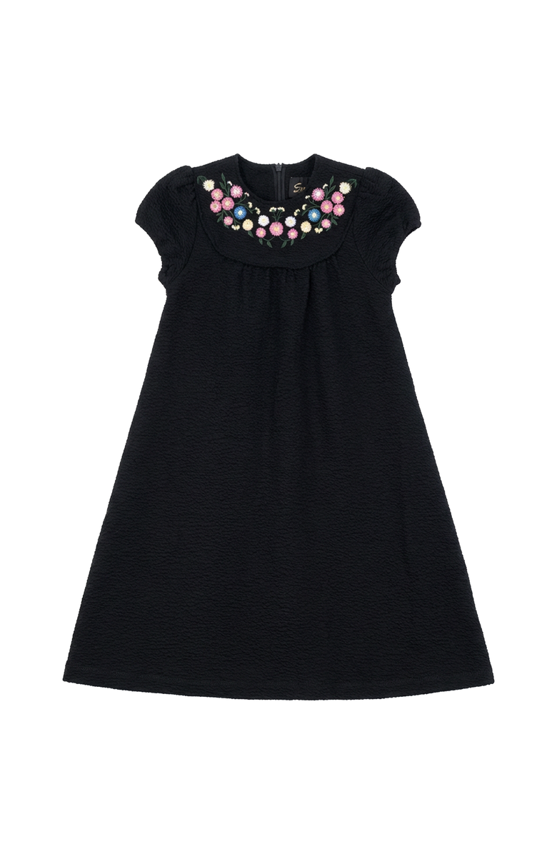 Seal Seersucker Embroidered Yoke Piped Robe, Main, color, Black