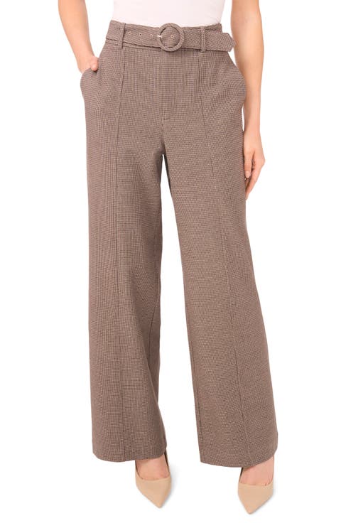 Microcheck High Waist Belted Pants