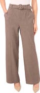 CeCe Microcheck High Waist Belted Pants