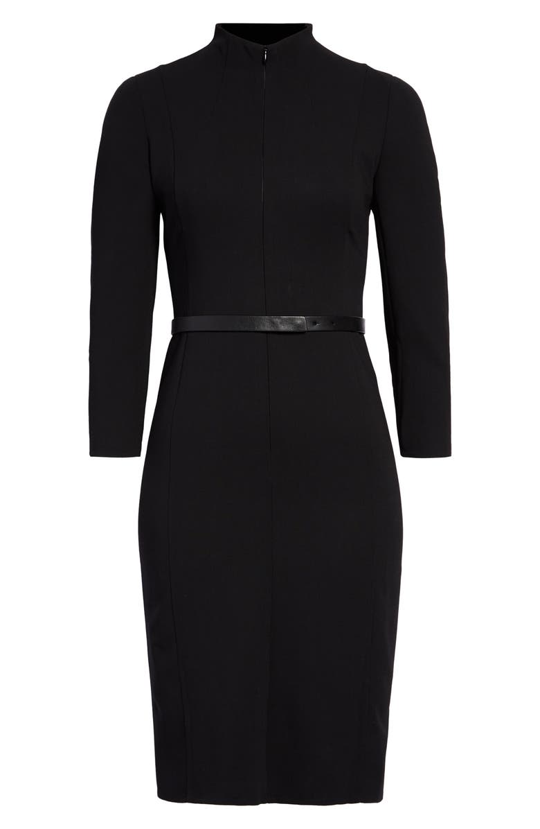 Akris Belted Long Sleeve Wool Blend Dress, Alternate, color, 