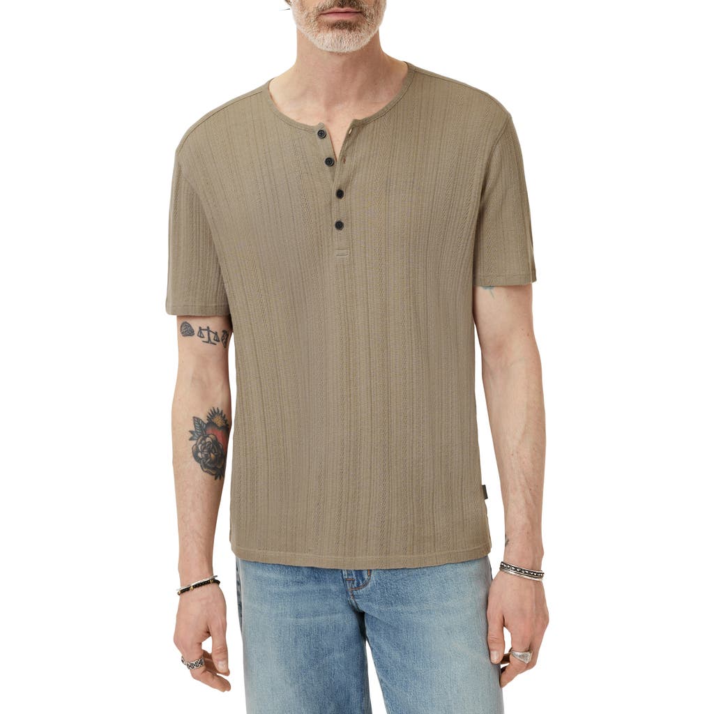 John Varvatos Ciel Variegated Rib Henley In Green