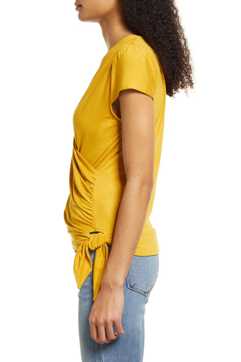 Faux Wrap Top, Alternate, color, SUNFLOWER