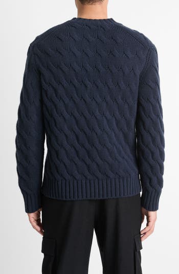 Cable Stitch Crewneck Wool Sweater
