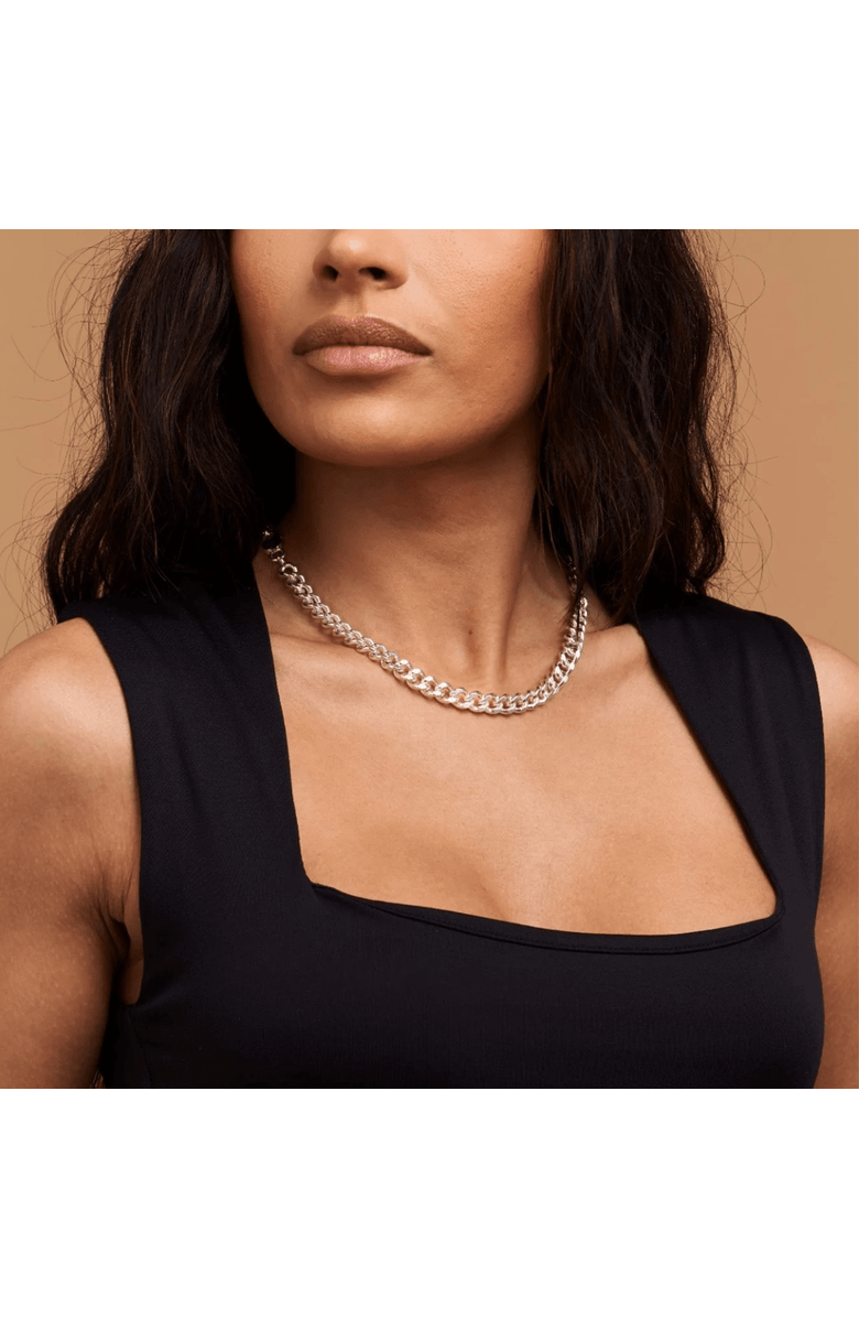 7879 Wide Filed Curb Chain Necklace, Alternate, color, Silver