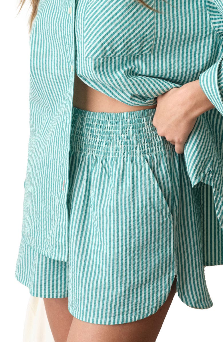 Marine Layer Isla Stripe Pull-On Seersucker Shorts, Alternate, color, 