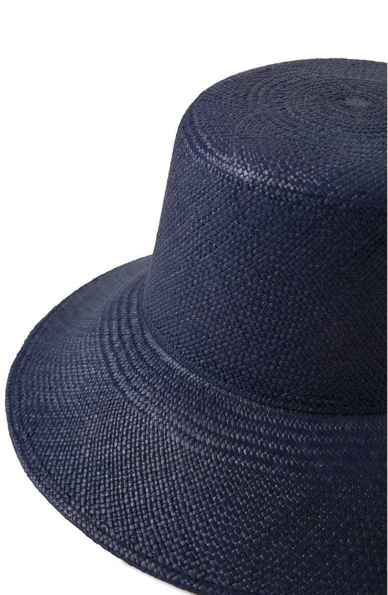 Brixton Lopez Panama Straw Bucket Hat, Alternate, color, Navy