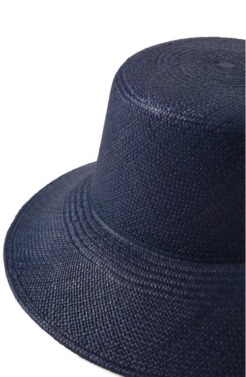 Brixton Lopez Panama Straw Bucket Hat In Navy