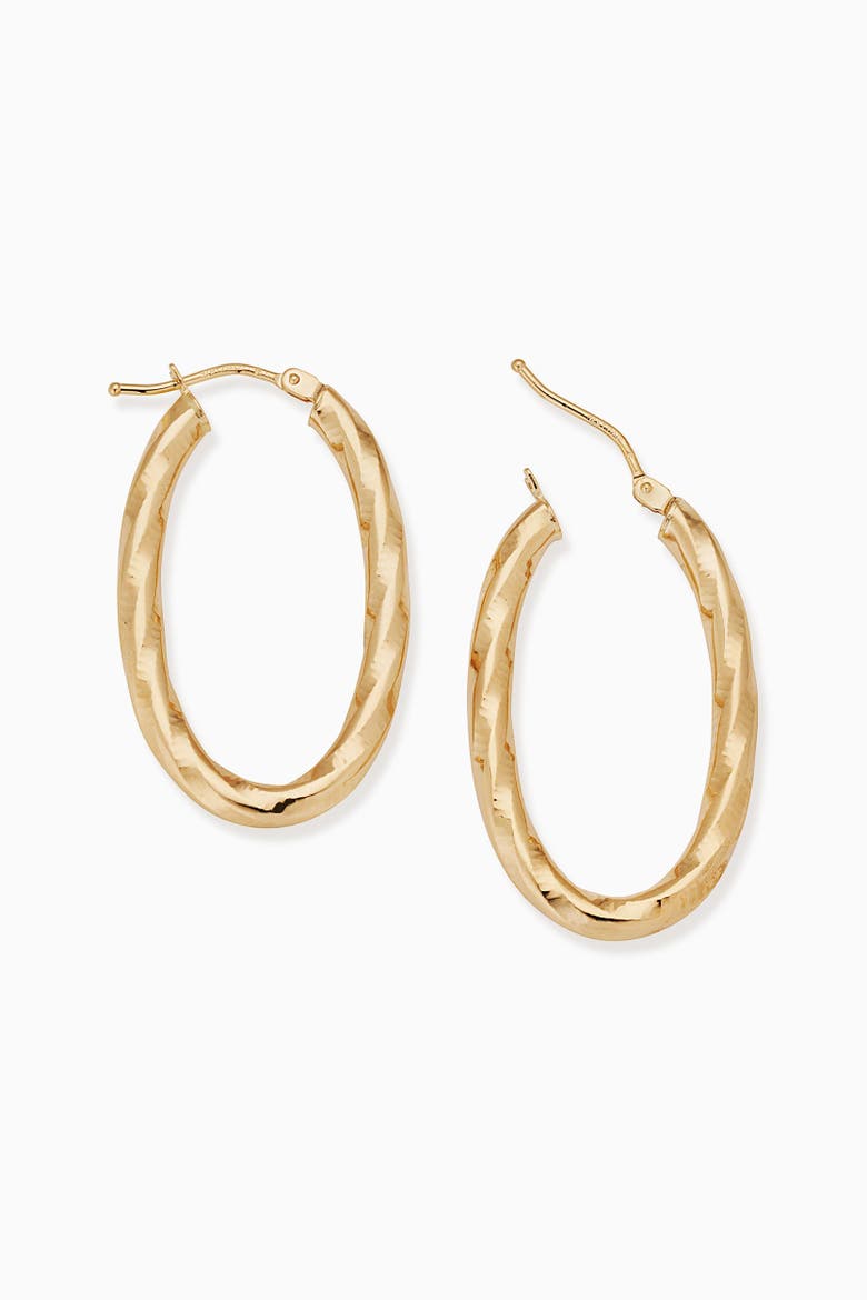 14K Yellow Gold Goddess Oval Hoops, Alternate, color, Yellow Gold