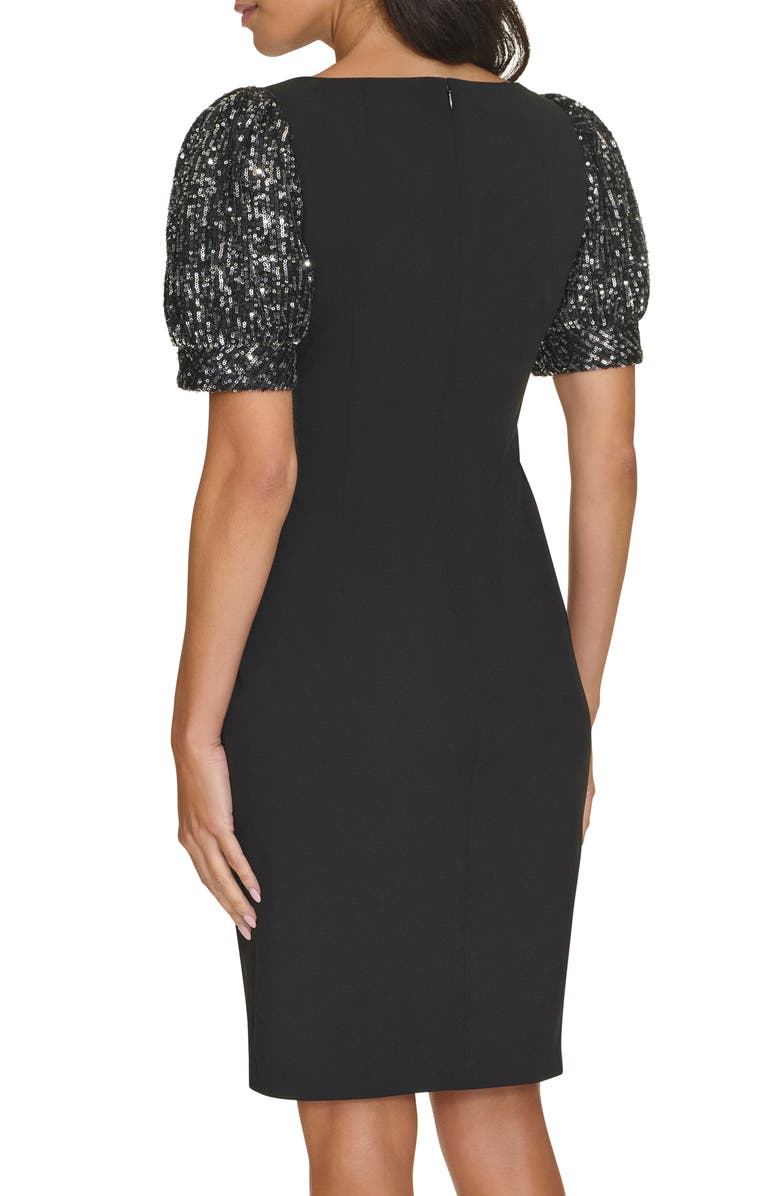 Calvin Klein Sequin Puff Shoulder Sheath Dress, Alternate, color, 